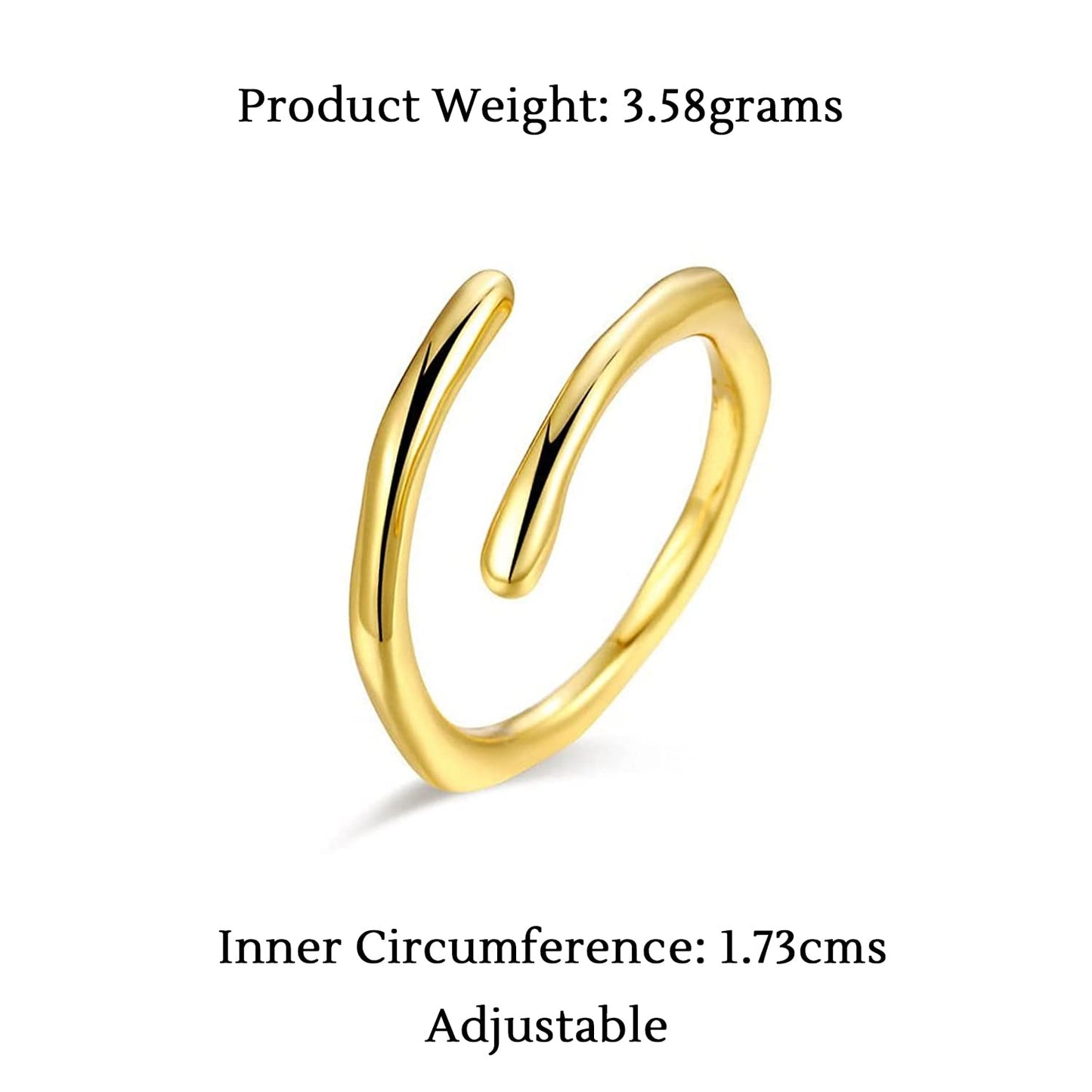 Yellow Chimes Rings for Women & Girls Solid Ring for Girls | Solid Gold Tone Adjustable Finger Ring for Women|Birthday Gift For girls & women Anniversary Gift for Wife