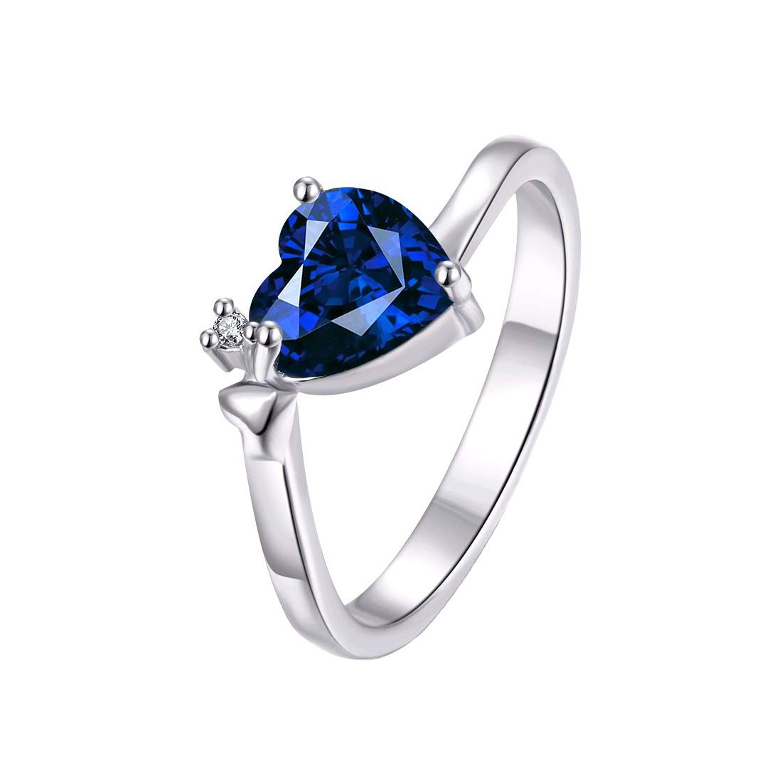 Valentines Blue 'Queen Heart' Austrian Crystal Lovers Ring for Women by YELLOW CHIMES