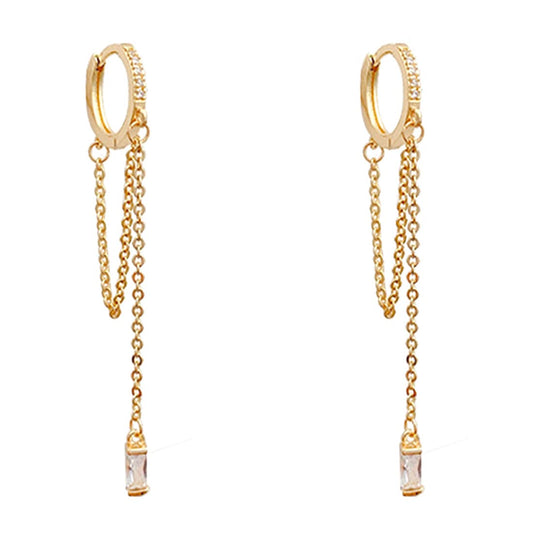 Yellow Chimes Earrings For Women Gold Tone Linear Chain Tassel Dangler Earrings For Women and Girls