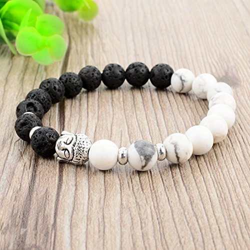 Yellow Chimes Bracelets for Men and Boys White Black Beads Bracelet for Men | D'Vine Buddha Beads Bracelet Stretchable Mens Bracelet | Birthday Gift for Men and Boys Anniversary Gift for Husband