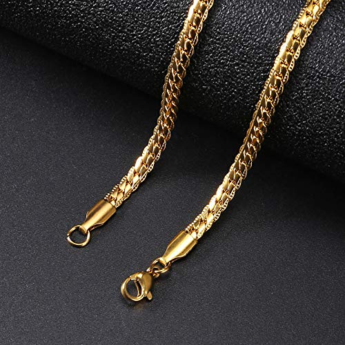 Yellow Chimes Trendy Classic Stainless Steel Flat Curb Chain 24 Inch Golden Necklace Gold Plated Chain for Men (Golden) (YCSSCH-FLATCURB-24-GL)