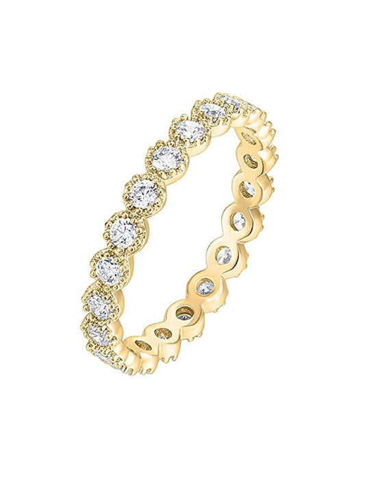 Yellow Chimes Rings for Women Crystal Rings Exclusive Silver Plated Crystal studded with Cubic Zircon Ring for Women and Girls (Size US 8)