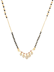 Yellow Chimes Mangal Sutra For Women Gold Toned AD/American Diamond Black Beaded Chain Mangalsutra For Women and Girls