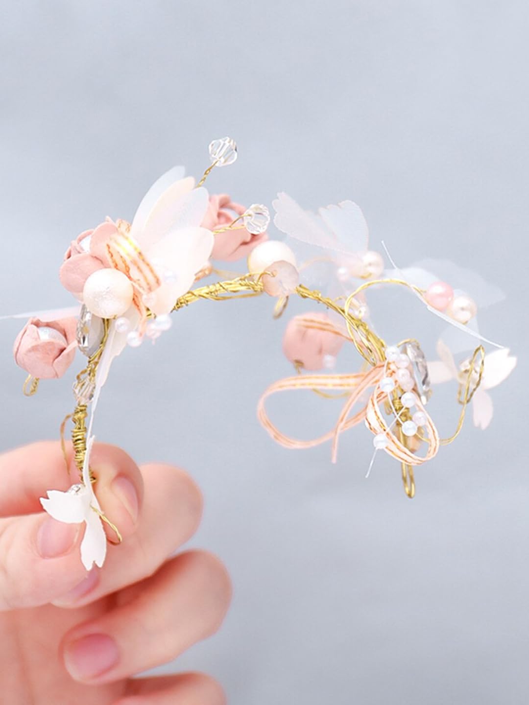 Yellow Chimes Bracelet for women and Girls Golden Floral Bracelets for Women Bridal Wedding Bracelet Fabric Wrist Band Pearl Hand Bracelet For Women and Girls