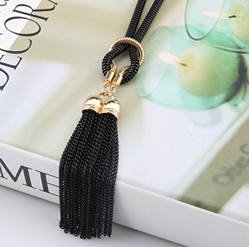 Yellow Chimes Western Style Front Knot Statement Long Chain Pendant Necklace for Girls and Women