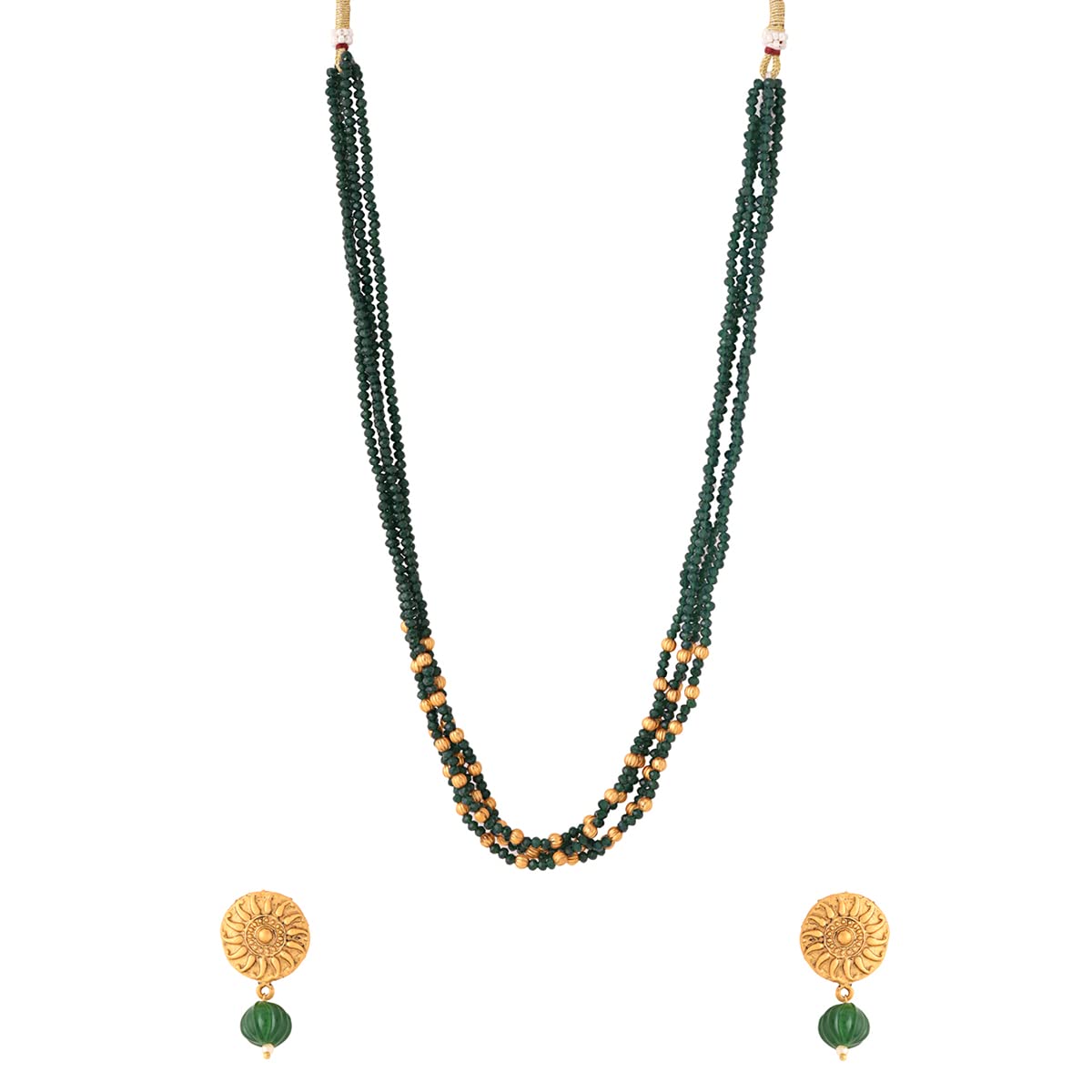 Yellow Chimes Jewellery Set for Women and Girls Beads Jewellery Set for Women| Green Beads Necklace Set | Birthday Gift for girls and women Anniversary Gift for Wife
