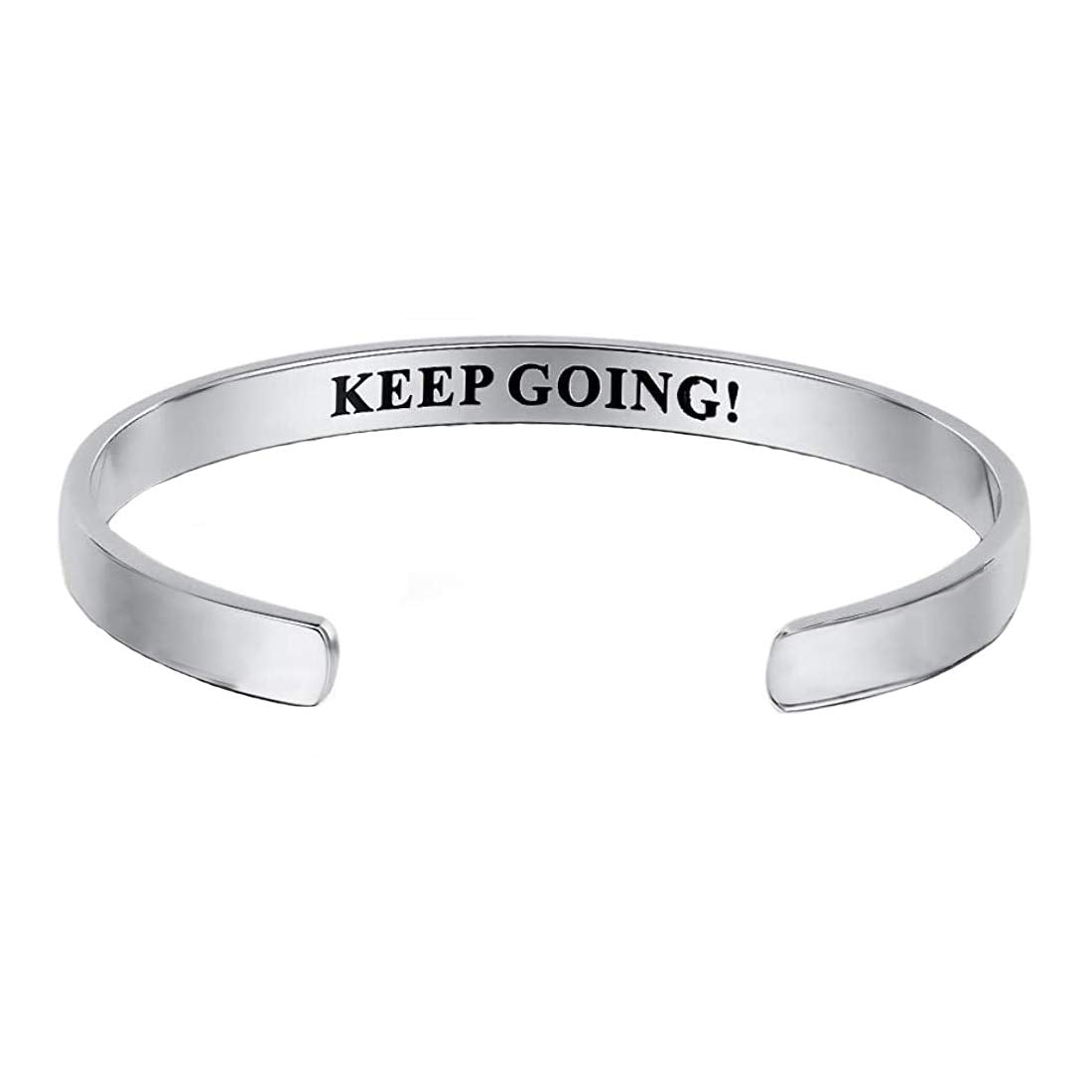 Yellow Chimes "Fuck Cancer Keep Going! (Unisex) Inspirational Gifts Message Engraved Karma Band Bracelet Bangle Mirror Polish Stainless Steel for Women & Men