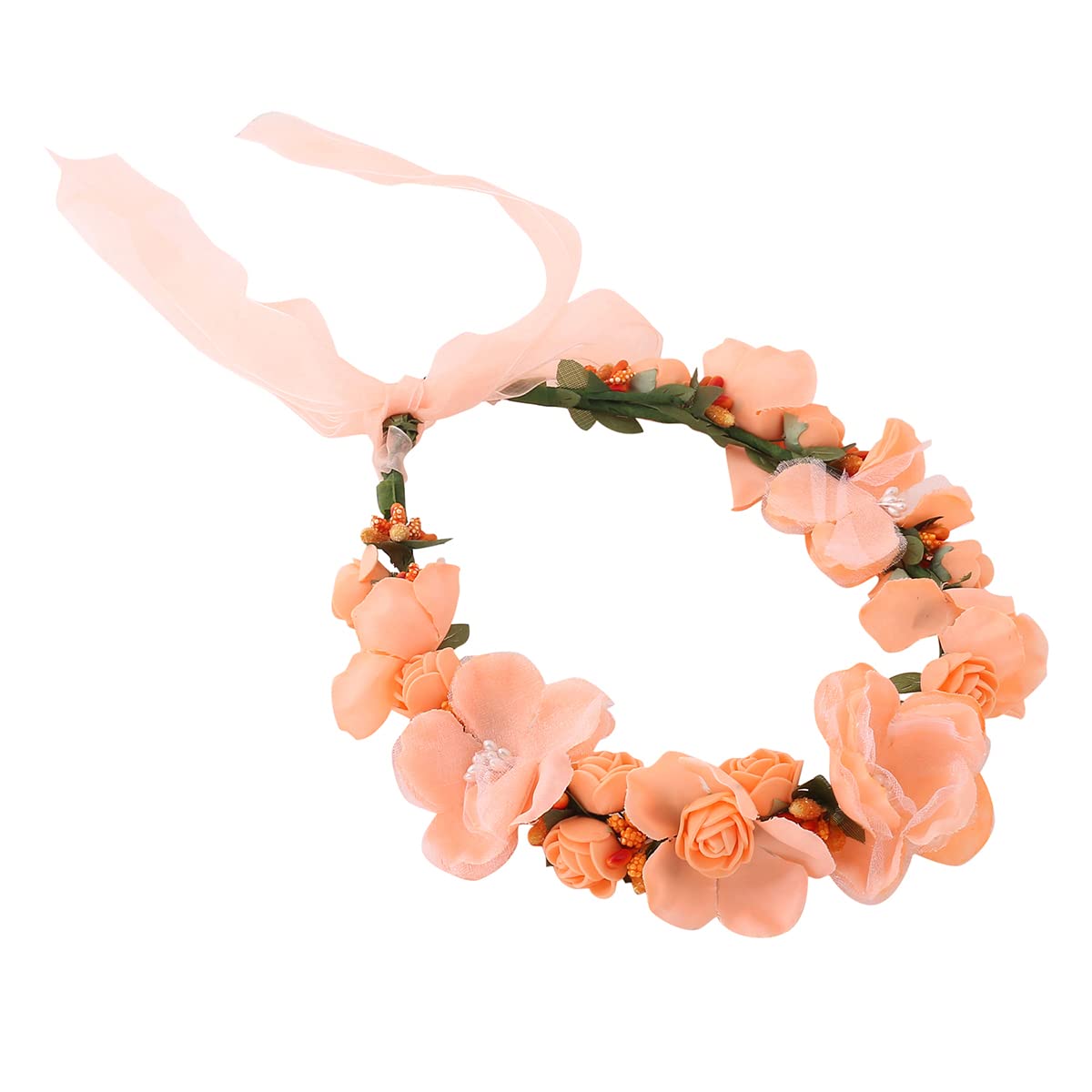 Yellow Chimes Tiara for Women and Girls Floral Hair Vine for Women White Bridal Hair Vine Tiara Headband Hair Accessories Wedding Jewellery for Girls and Women. (Pink-1)