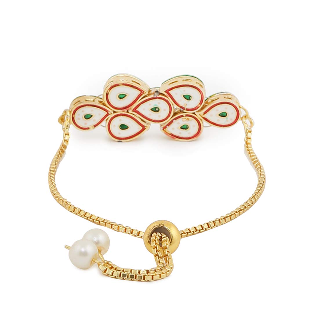 Yellow Chimes Ethnic Gold Plated Handmade Designer Studded Kundan Bracelet for Women & Girls