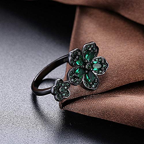 Yellow Chimes Rings for Women Dual Floral Rings Green Crystal Titanium Plated Rings for Women and Girls.