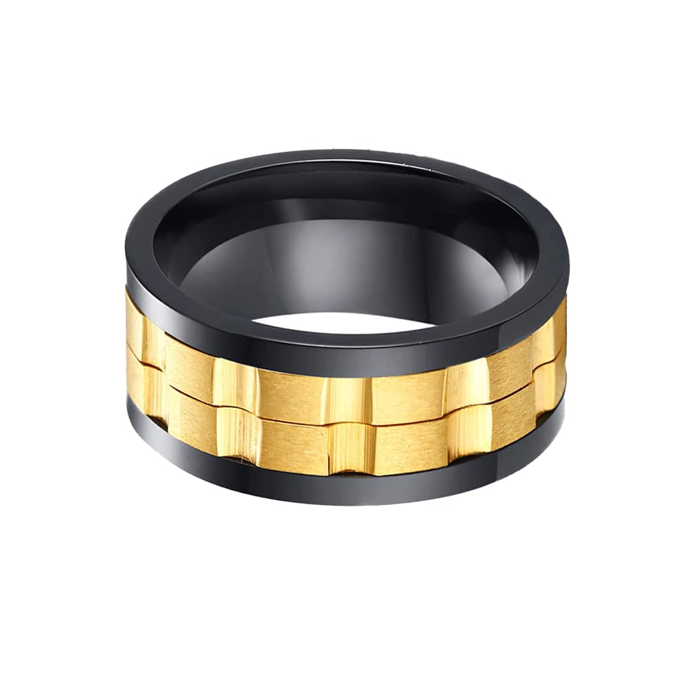 Yellow Chimes Ring for Men High Polished Stainless Steel Spinner Band Ring for Men and Boys (Style-1)