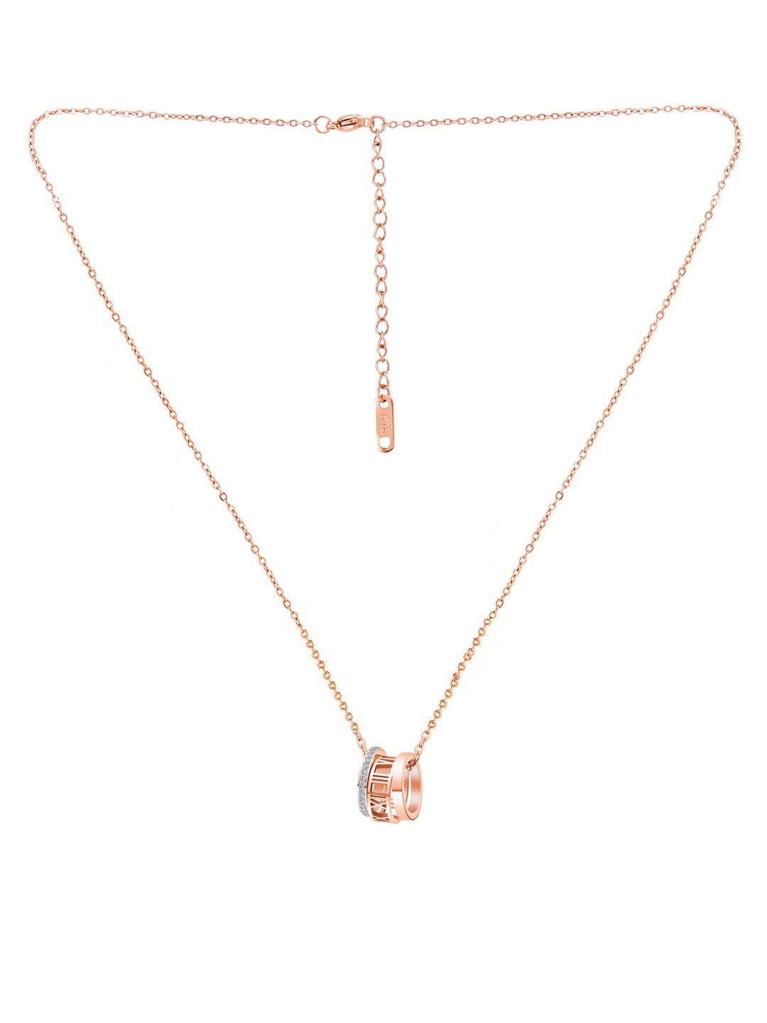 Yellow Chimes Chain Pendant for Women Rose Gold-Plated Rings Charm Chain Pendant Necklace for Women and Girls.