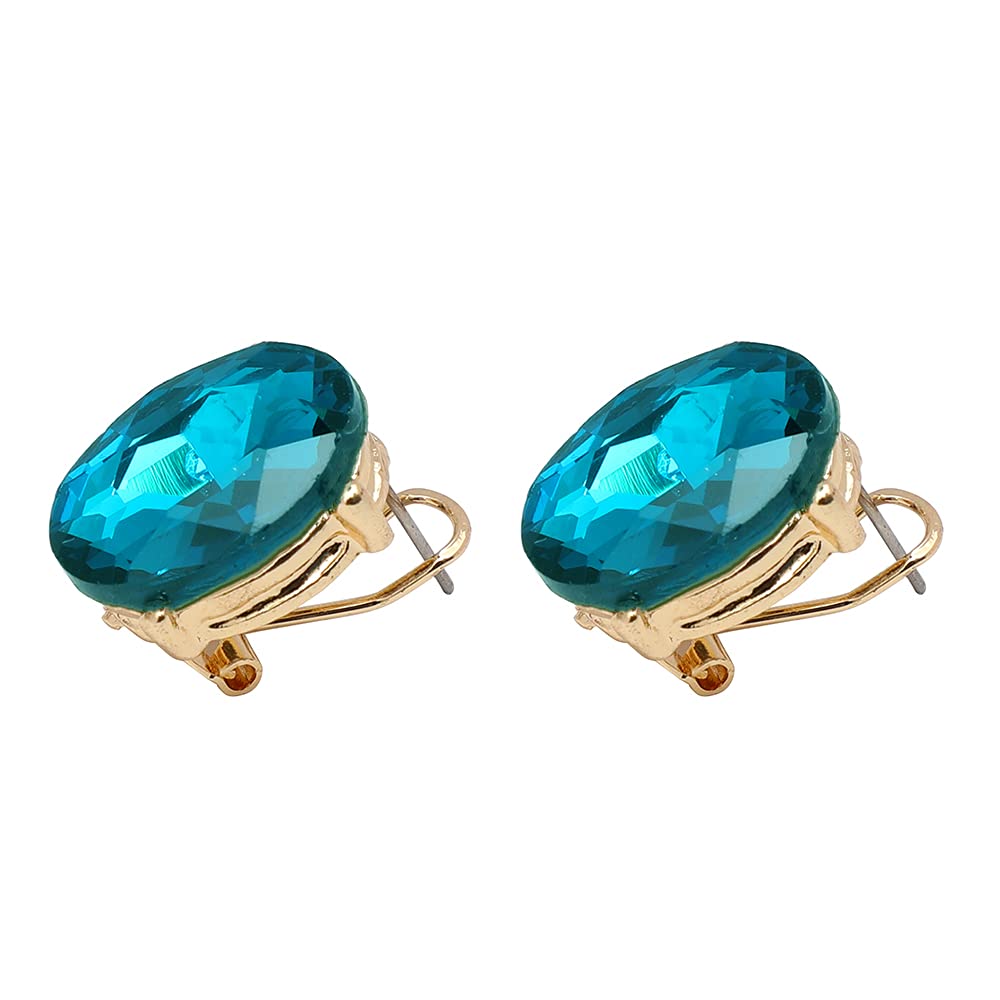 Yellow Chimes Moxie Collection Multi-color Crystal Stud Earrings For Women & Girls (Blue)