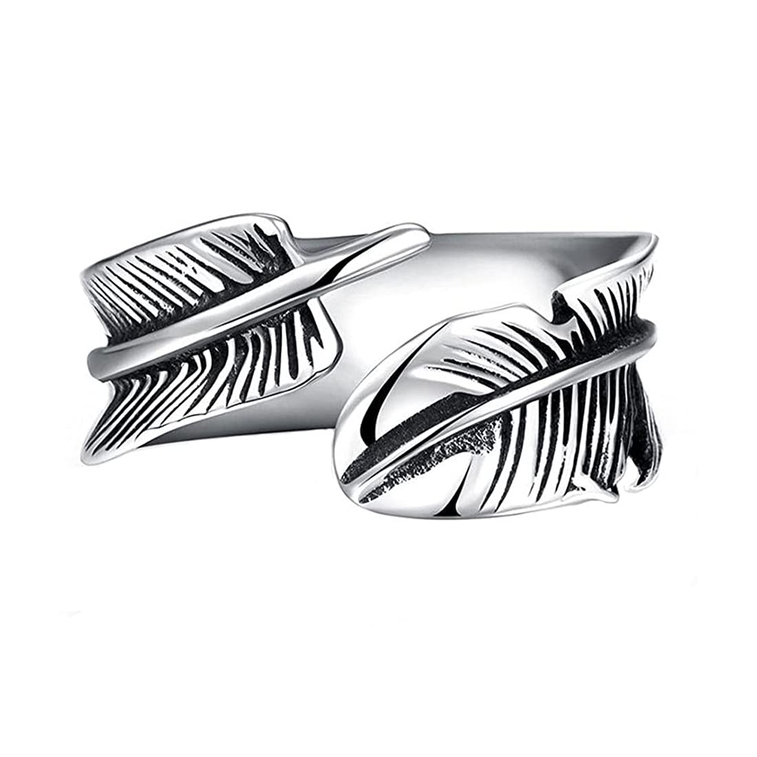 Yellow Chimes Stainless Steel Silver Leaf Design Adjustable Band Ring for Men and Boys (YCFJRG-205LEAF-SL)