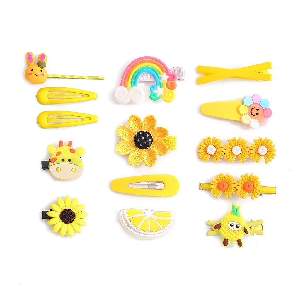 Melbees by Yellow Chimes Hair Clips for Girls Kids Hair Clip Hair Accessories For Girls Cute Characters Pretty Tiny Hair Clips for Baby Girls 14 Pcs Yellow Alligator Clips for Hair Baby Hair Clips For Kids Toddlers