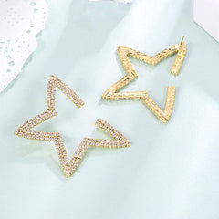 Yellow Chimes Earrings For Women Gold Tone Sparkling Crystal Studded Half Star Shaped Stud Earrings For Women and Girls