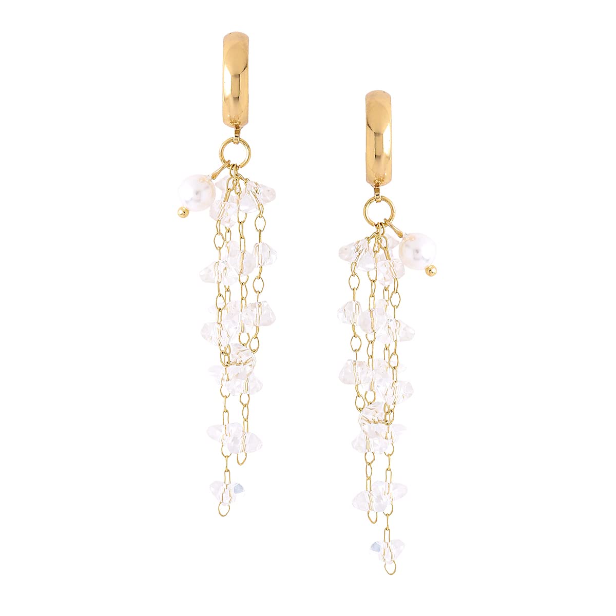 Yellow Chimes Earrings For Women Golden Stud With Crystal Tassel Drop Dangle Earrings For Women and Girls