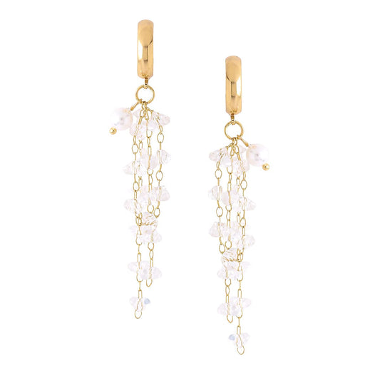 Yellow Chimes Earrings For Women Golden Stud With Crystal Tassel Drop Dangle Earrings For Women and Girls