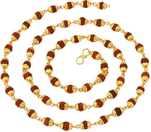 Yellow Chimes Antiqe Gold Plated Traditional God Shiva Rudraksh Mala for Men