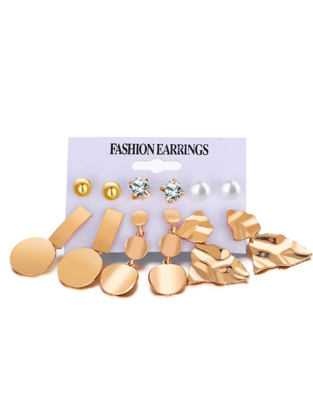 Yellow Chimes Earrings Set for Women Set Of 6 Pairs Gold plated Contemporary Combo Stud Drop Earrings For Women And Girls