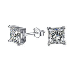 Yellow Chimes Elegant 925 Sterling Silver Hallmark and Certified Purity Square Crystal Stud Earrings for Women and Girls (Style-2)