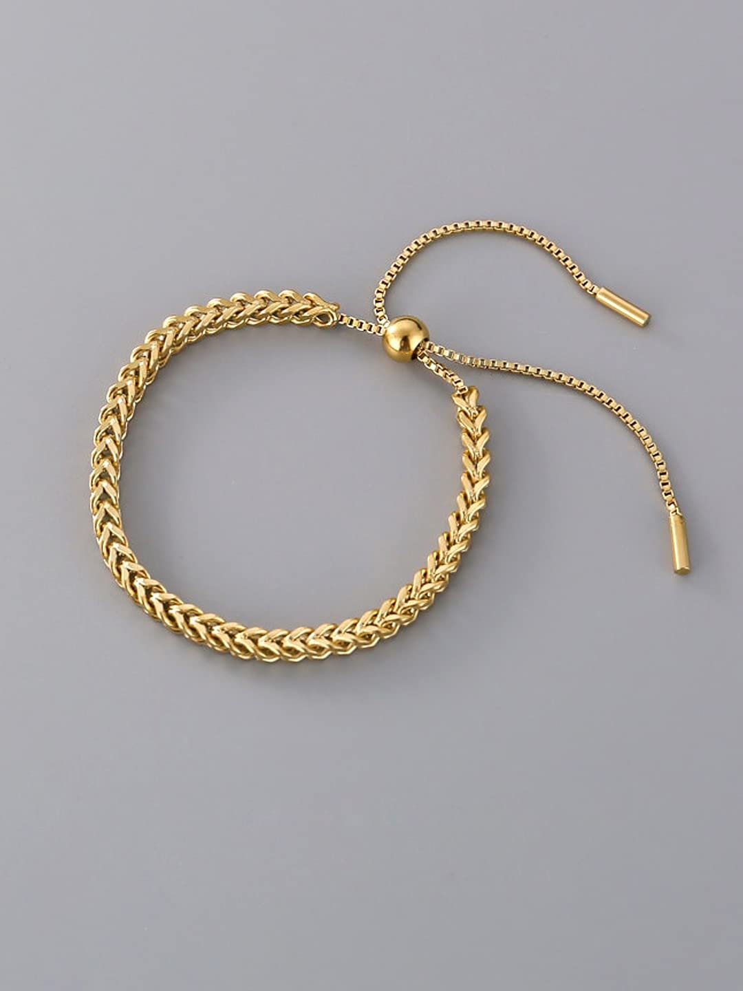 Yellow Chimes Chain Bracelet for Women Gold Plated Adjustable Drawstring Stainless Steel Chain Bracelet for Women and Girls