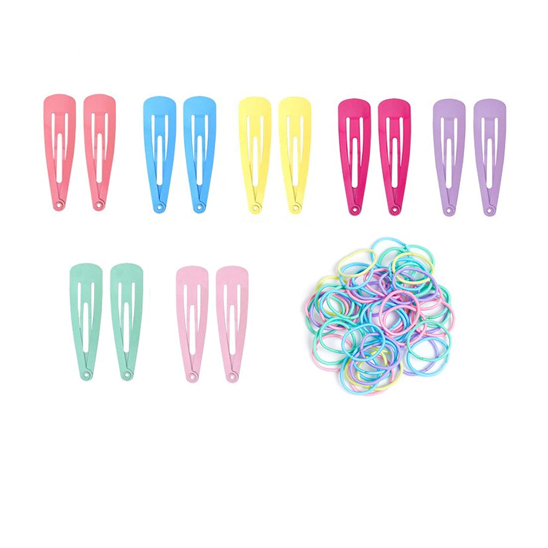 Melbees by Yellow Chimes Hair Clips for Girls Kids Hair Clip Hair Accessories for Girls Baby's Multicolor 7 Pairs Snap Hair Clips With 100 Pcs Rubber Bands Set for Kids Tic Tac Clips for Baby Teens Toddlers