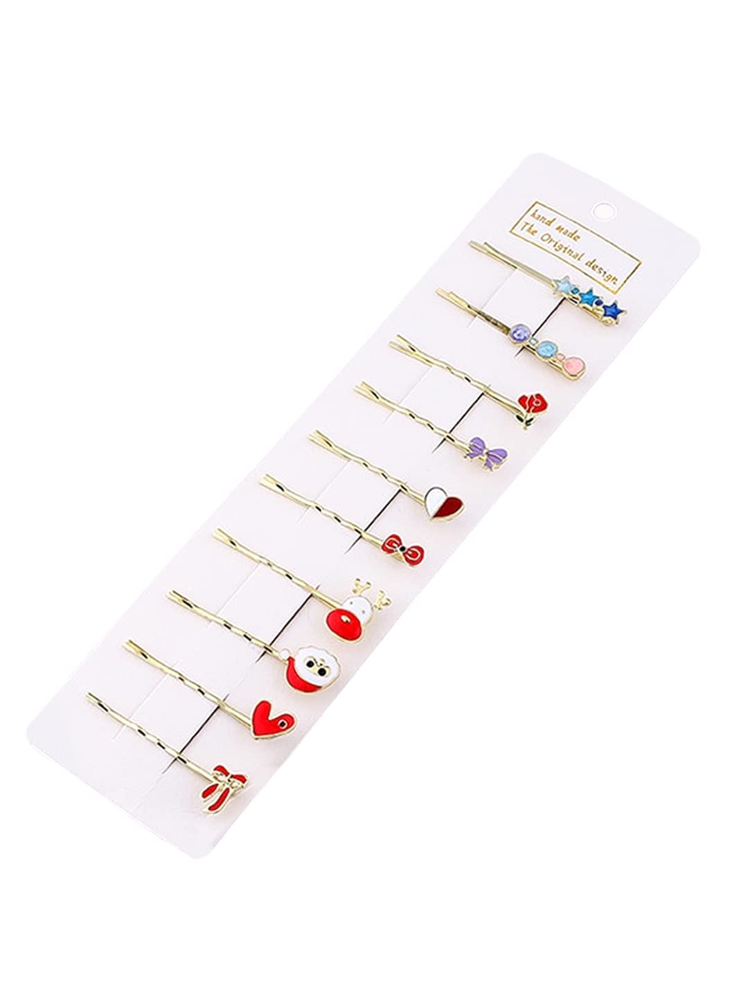 Melbees by Yellow Chimes Hair Pins for Girls Kids Hair Accessories for Girls Hair Pin 10 Pcs Bobby Pins for Hair Multicolor Charm Hairpin Bobby Hair Pins for Girls Kids Teens Toddlers