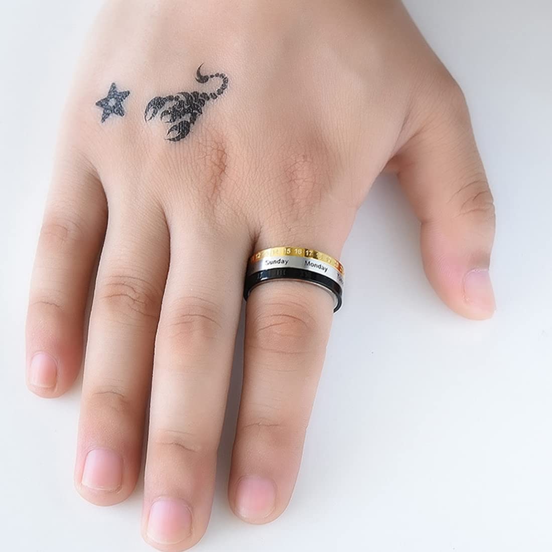 Yellow Chimes Rings for Men and Boys | Silver Rings for Men | Revolving Calender Stainless Steel Rings | Accessories Jewellery for Men | Birthday Gift for Men and Boys Anniversary Gift for Husband (8)