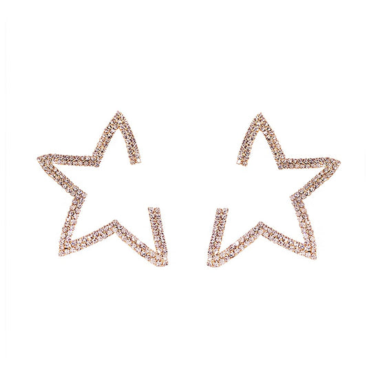 Yellow Chimes Earrings For Women Gold Tone Sparkling Crystal Studded Half Star Shaped Stud Earrings For Women and Girls