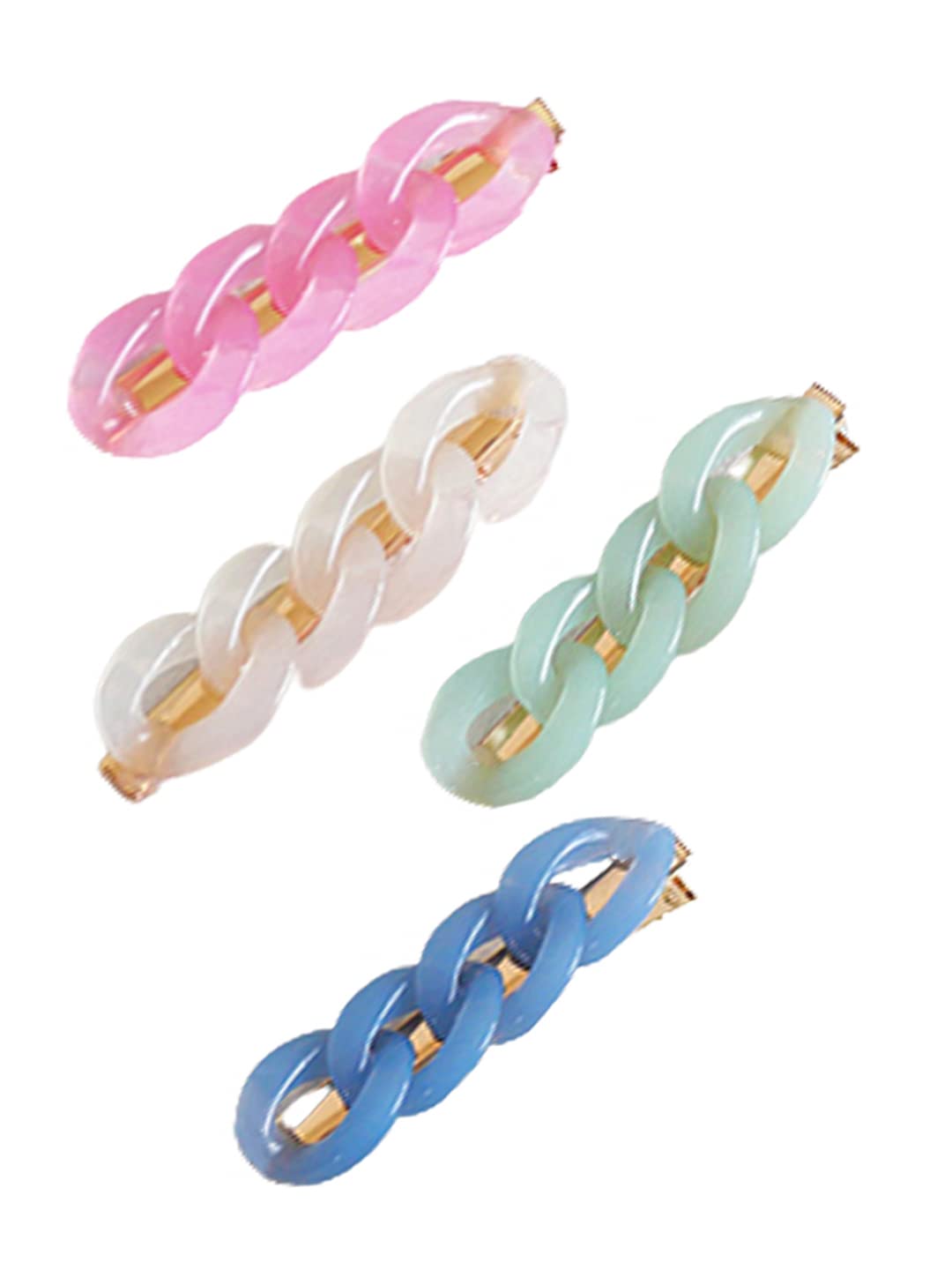 Yellow Chimes Hair Clips for Women Girls Hair Accessories for Women Multicolor Hair Clip 4 Pcs Hair Clips for Girls Hairclips Chain Alligator Clips for Hair Pins for Women and Girls Gift For Women & Girls