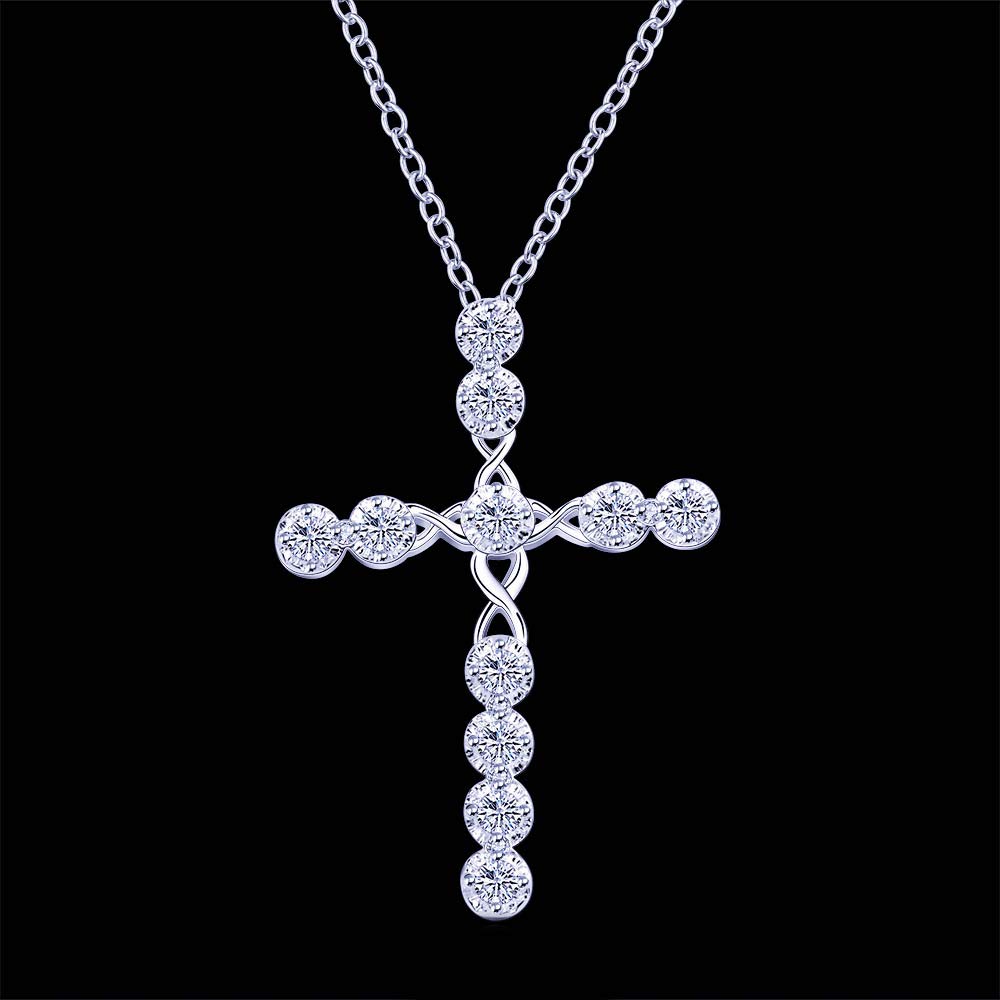 Yellow Chimes Cross Pendant for Women Silver Pendant Midnight Sparkle Silver Plated Crystal Pendant for Girls and Women.