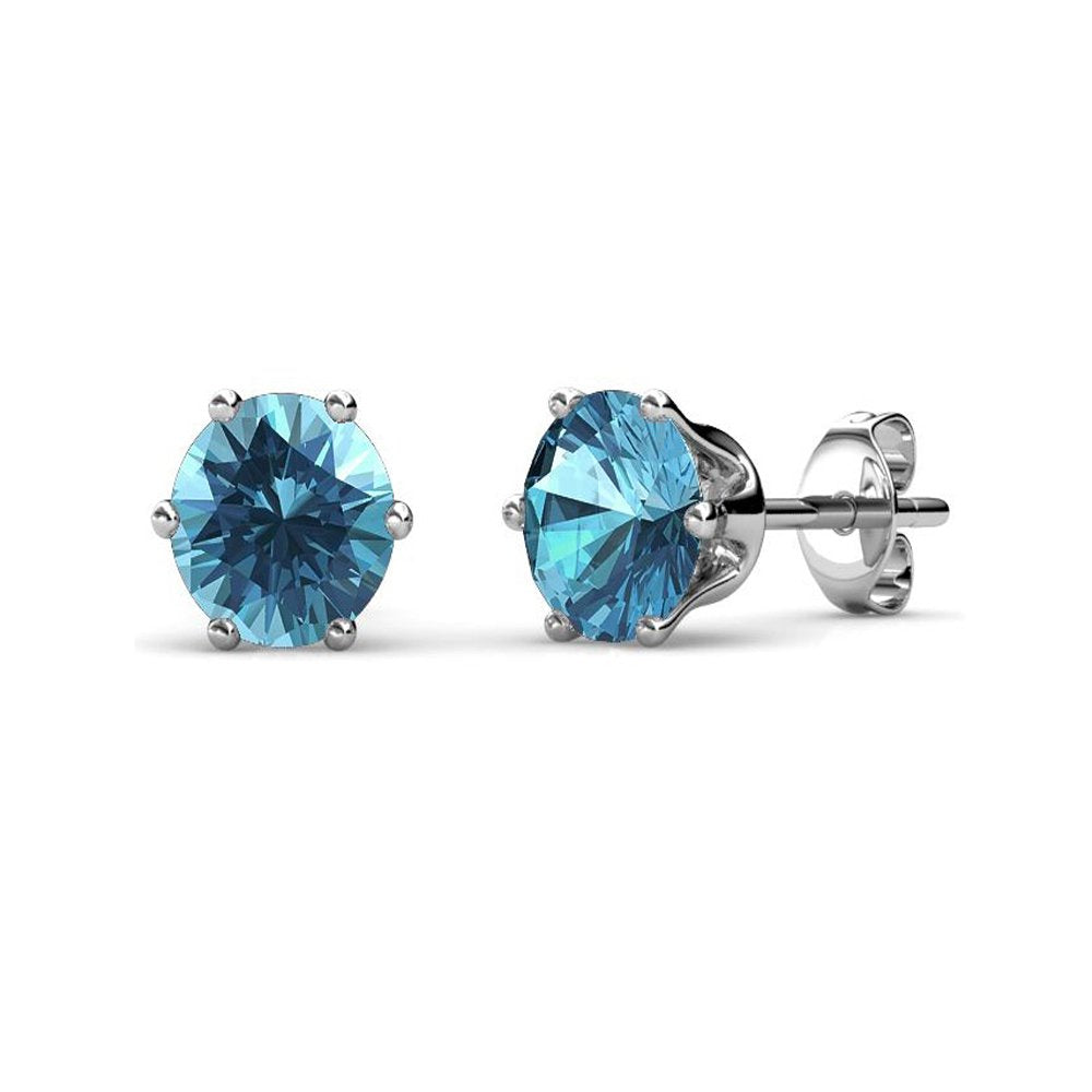 Yellow Chimes Crystal from Swarovski Stud Earrings in Macaroon Box for Women and Girls (Blue Topaz)