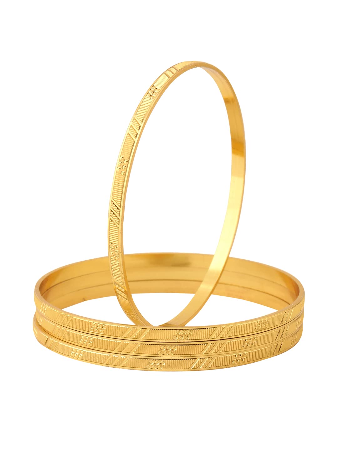 Yellow Chimes Bangles for Women Gold Toned Set of 4 Pcs Dialy Wear Bangles for Women and Girls