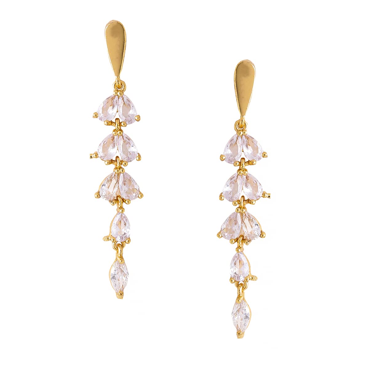 Yellow Chimes Earrings For Women Gold Toned Teardrop Shaped Sparkling Crystal Studded Dangler Earrings For Women and Girls