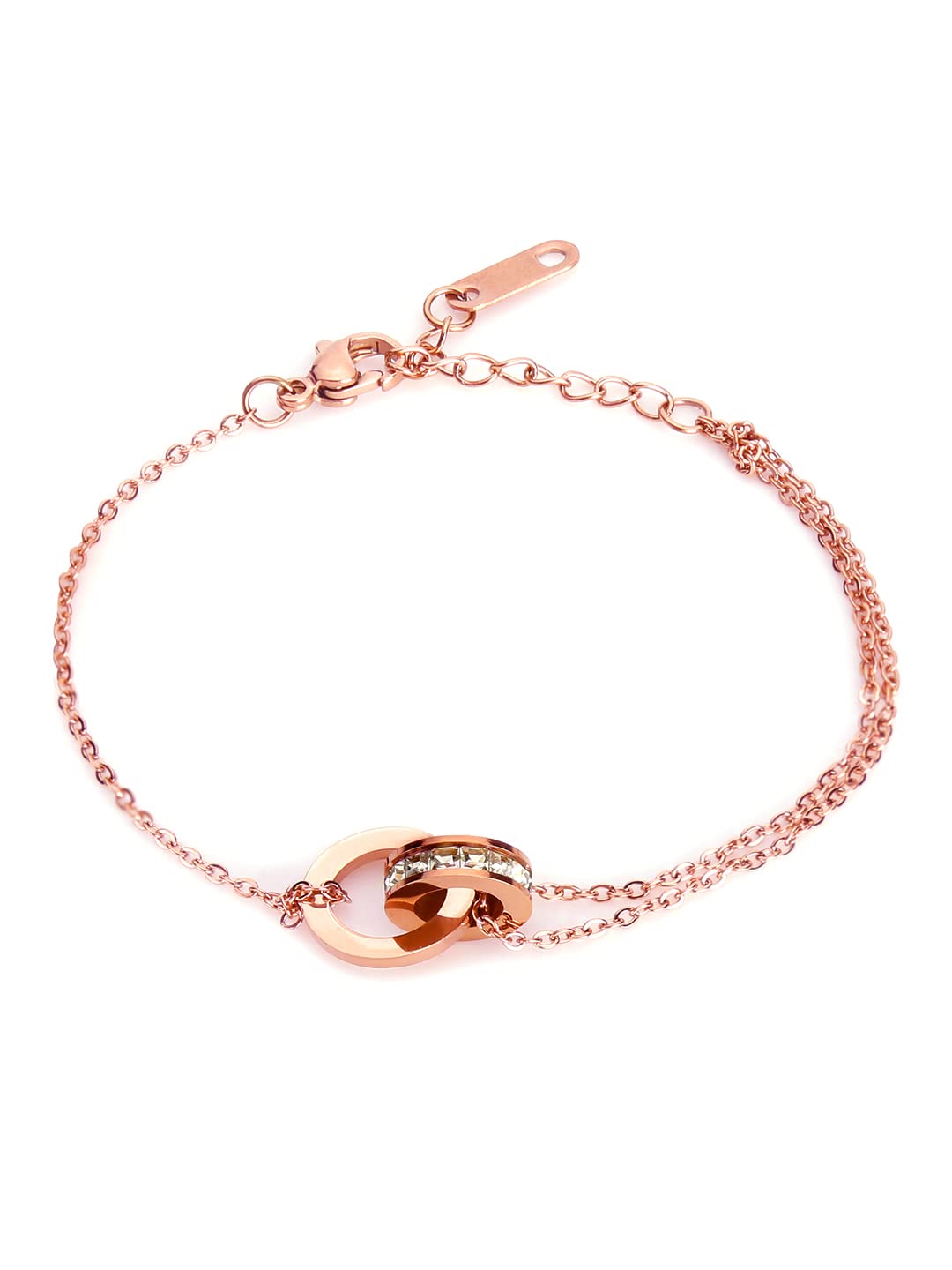 7.6mm Chunky Link Chain Bracelet with Heart Charm in Sterling Silver with  14K Rose Gold Plate - 7.5