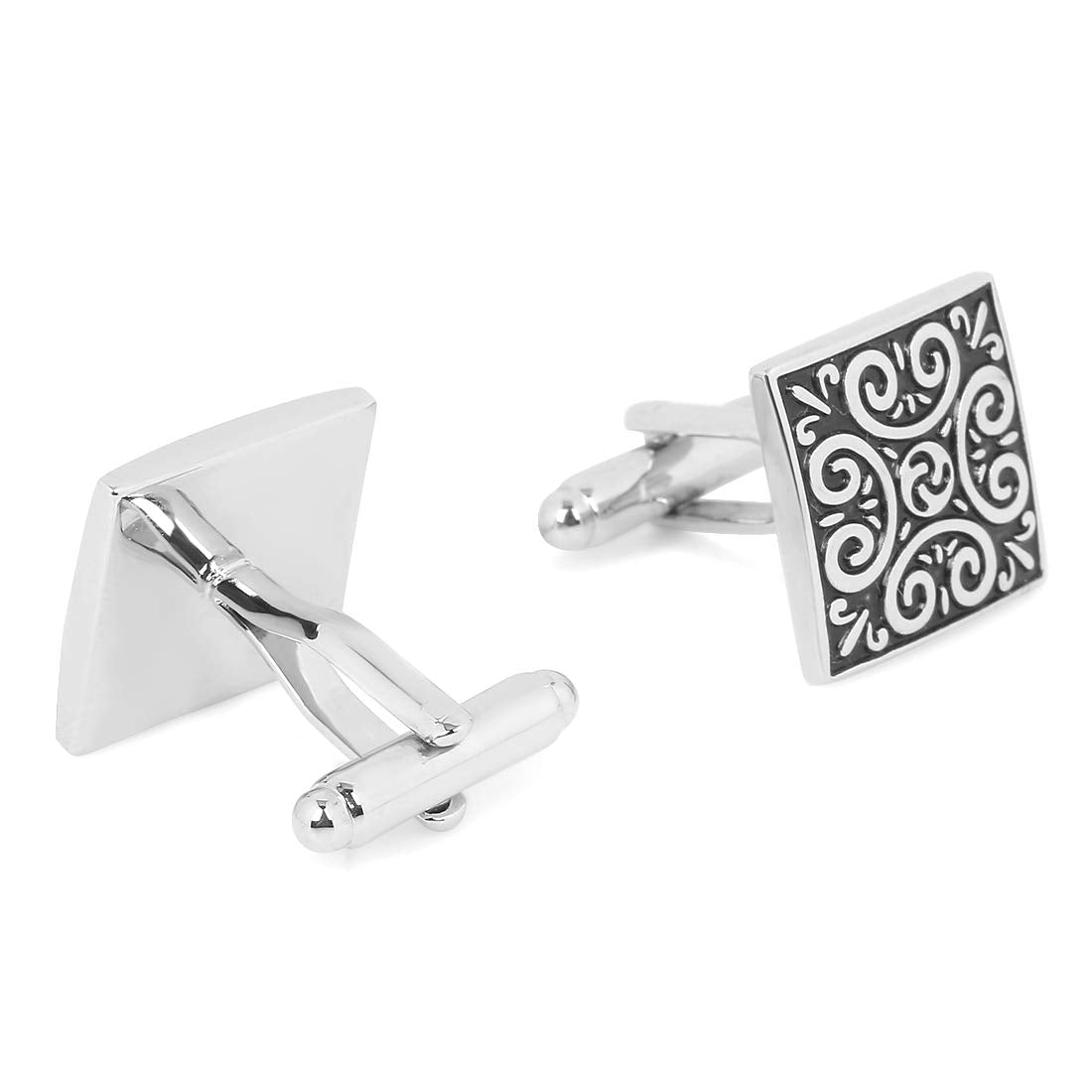 Yellow Chimes Cufflinks for Men Cuff links Stainless Steel Black Square Cufflinks for Men and Boy's.