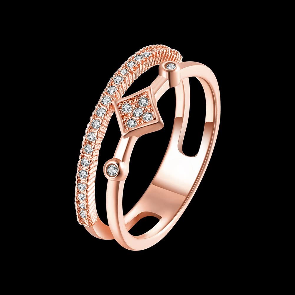 Yellow Chimes Rings for Women Rose Gold Rings Crystal Pave Setting Eternity Love 18K Rose Gold Plated Adjustable Ring for Women& Girls.