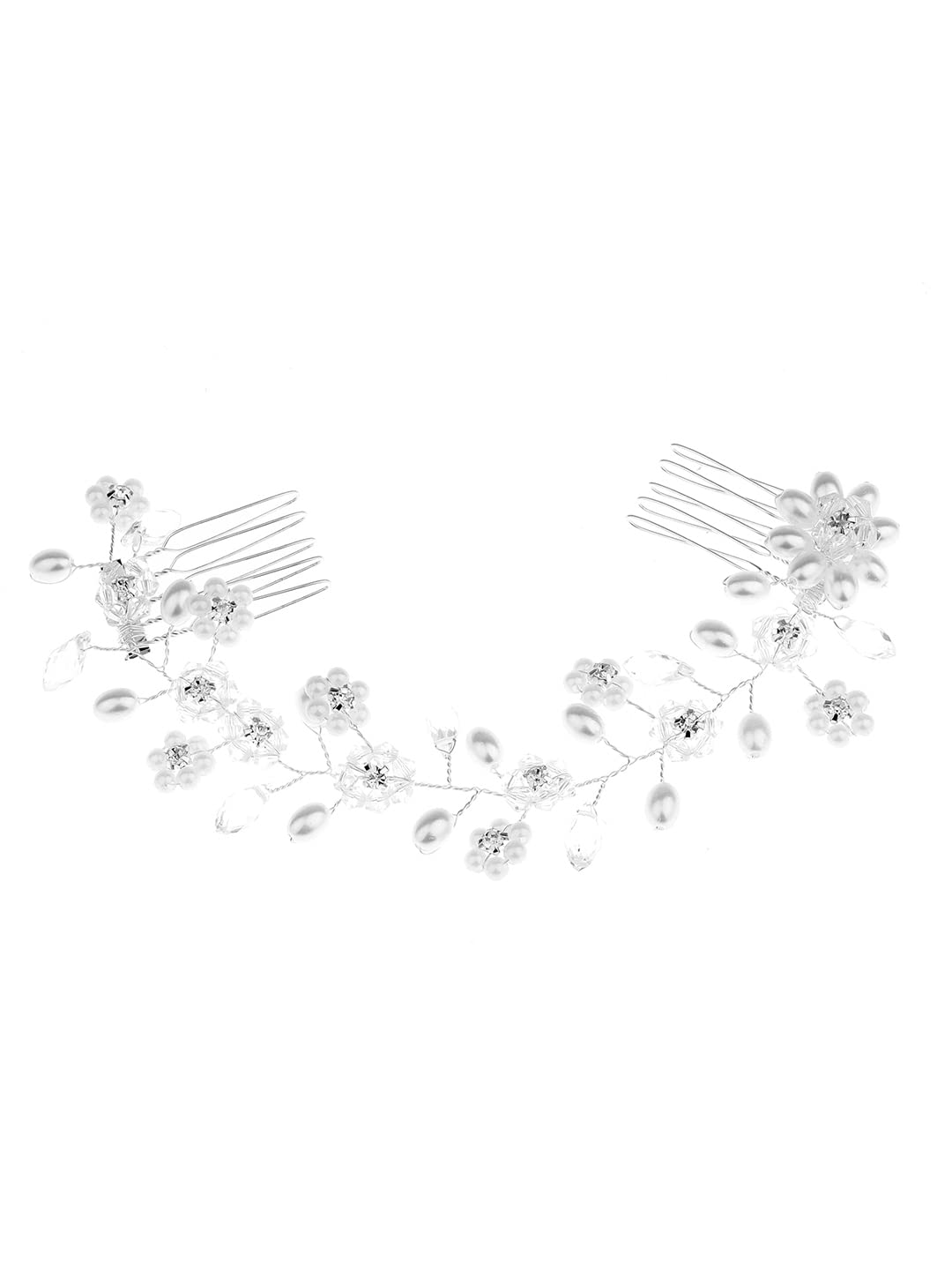 Yellow Chimes Bridal Hair Vine For Women And Girls Bridal Hair Accessories For Wedding White Comb Pin For Women Hair Accessories Wedding Jewellery For Women Comb Pin Hair Clip/Side Pin/Jooda Pin Hair