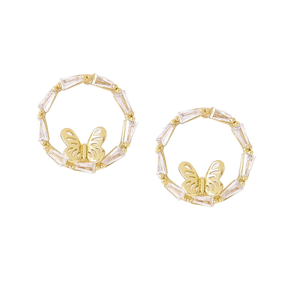 Yellow Chimes Earrings For Women Gold Toned Round Hoop With Butterfly Embellished Earrings For Women and Girls