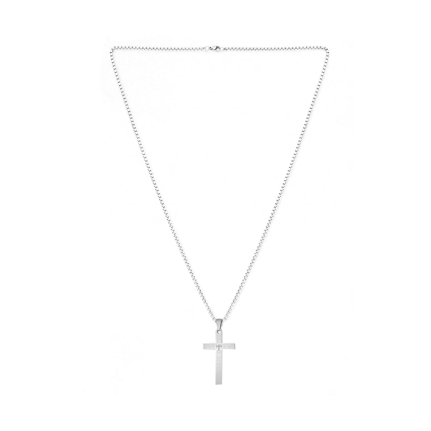 Yellow Chimes Pendant for Men and Boys Silver Pendants For Men | Stainless Steel Lord's Prayer Cross Pendant Necklace Chain for Men | Birthday Gift for Men and Boys Anniversary Gift for Husband