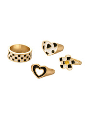 Yellow Chimes Rings for Women Combo of 4 Pcs Stack Rings Gold Plated Midi Finger Knuckle Ring Set for Women and Girls.