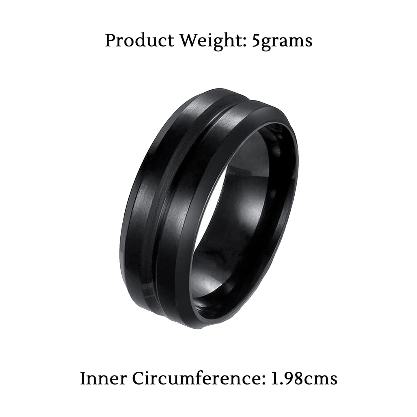 Yellow Chimes Rings for Men Balck Band Ring Western Style Stainless Steel Band Ring for Men and Boys.