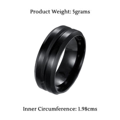 Yellow Chimes Rings for Men Black Polished Smooth Finished Metal Stainless Steel Band Designed Ring for Men and Boys
