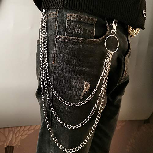 Yellow Chimes Jeans Chain for Men Stainless Steel Silver Multi-layer Silver Jeans Chain for Men and Women