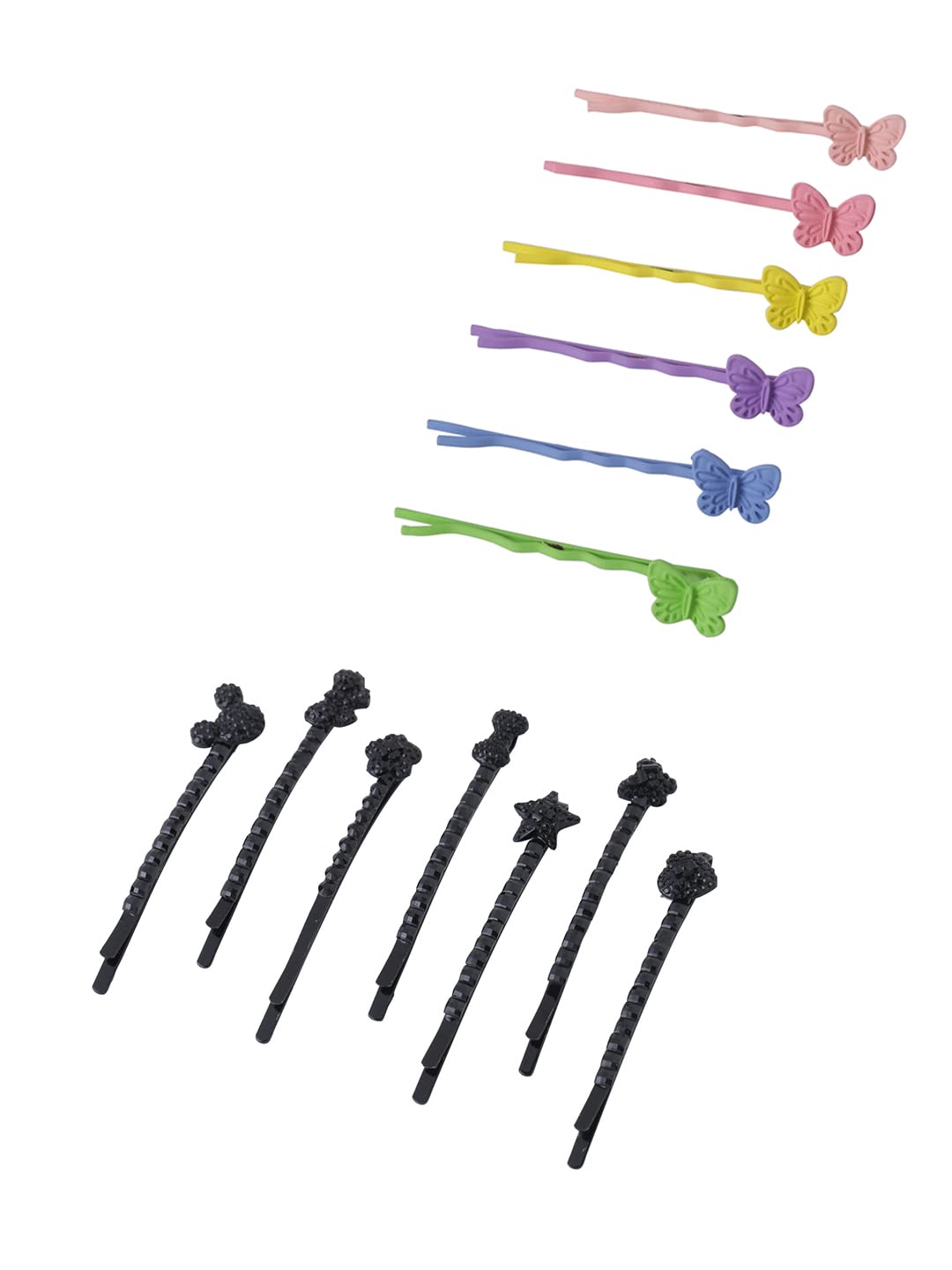 Melbees by Yellow Chimes Hair Pins for Girls Kids Hair Accessories for Girls Hair Pin 13 Pcs Bobby Pins for Hair Multicolor Charm Hairpin Bobby Hair Pins for Girls Kids Teens Toddlers