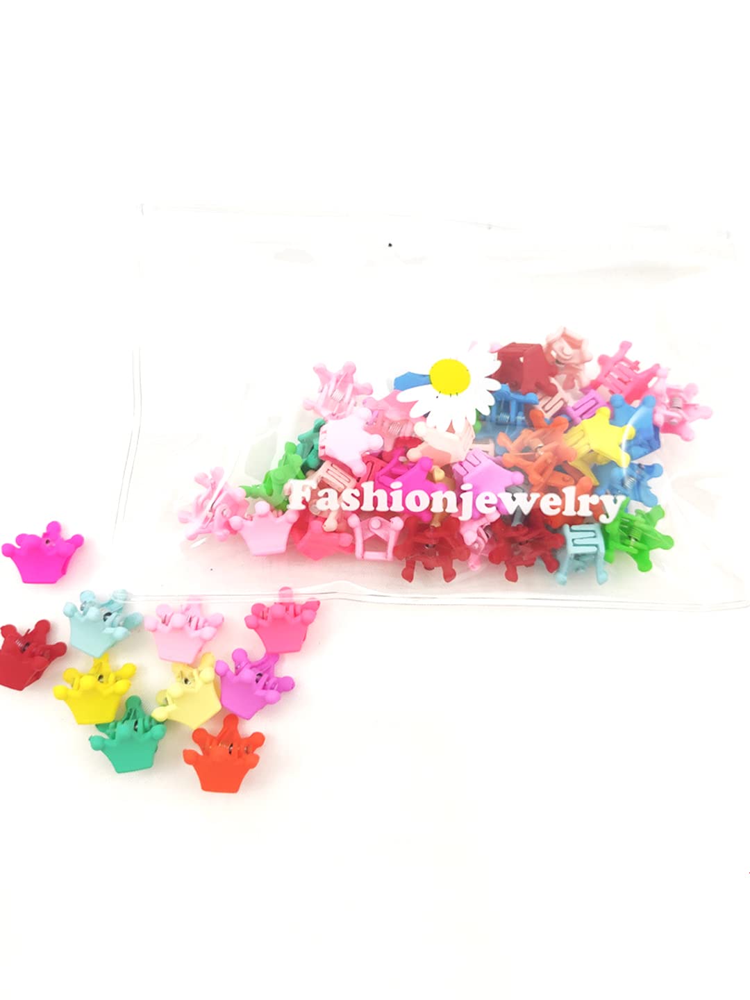 Melbees by Yellow Chimes Hair Clips for Girls Kids Hair Accessories for Girls Hair Claw Clips for Girls Kids Multicolor Crown Claw Clip 50 Pcs Mini Hair Claw Clips for Girls Baby's Clutchers for Hair