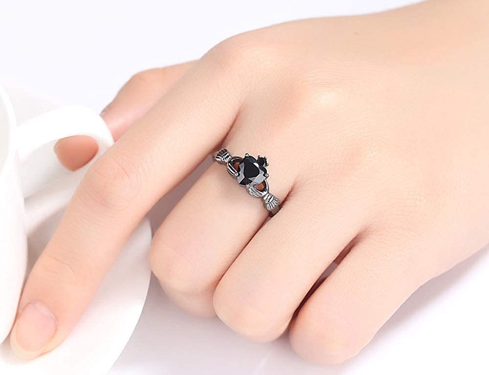 Yellow Chimes Elegant Cut Heart Ring for Women & Girls (Black Gun Plating)