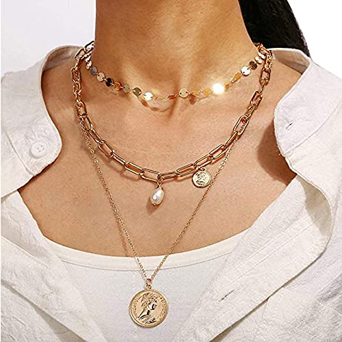 Yellow Chimes Layered Necklace for Women 2 Pcs Combo Multilayer Gold Toned Crystal Drop Choker Necklace for Women and Girls.