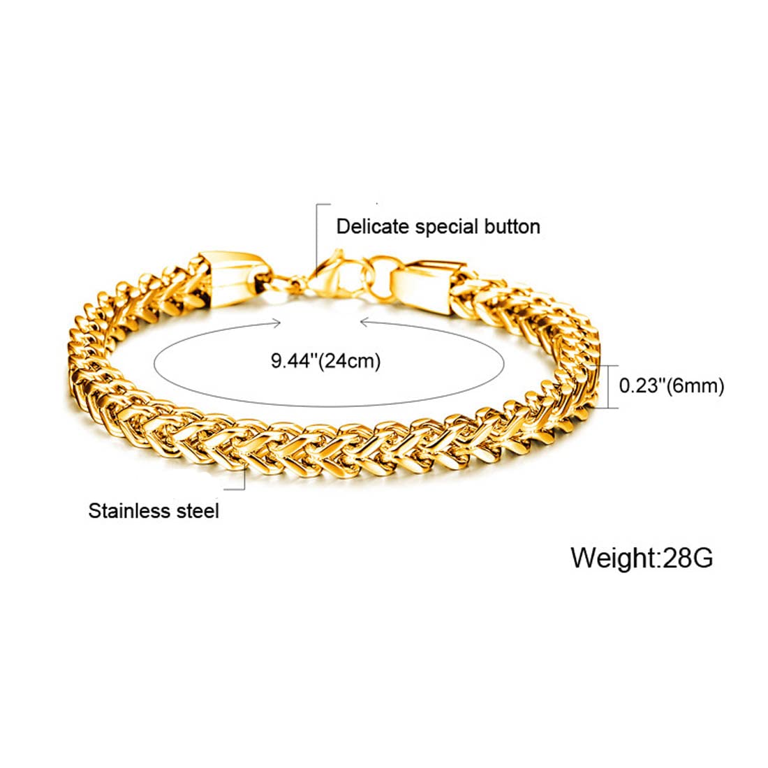 Yellow Chimes Gold Plated Chain Steel Bracelet for Men (Golden) (YCSSBR-671MEN-GL)